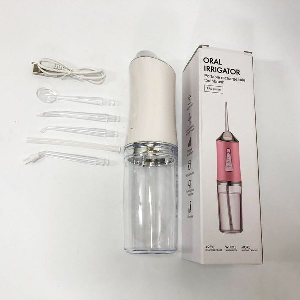 Іригатор для чищення зубів та порожнини рота Oral Irrigator з акумулятором та змінними насадками. Колір: білий ws12495 фото