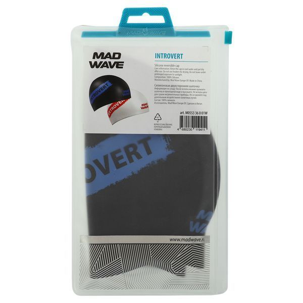Шапочка для плавания силиконовая для взрослых MadWave INTROVERT reversible M055336 черный-белый M055336 фото