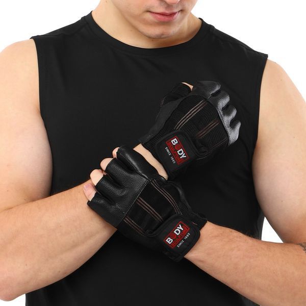 Перчатки для кроссфита и воркаута кожаные BODY SCULPTURE WorkOut BC-4779 размер S-XL черный BC-4779 фото