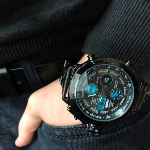 Часы наручные мужские SKMEI 1515BK BLACK, часы наручные электронные тактические. Цвет: черный ws54518 фото