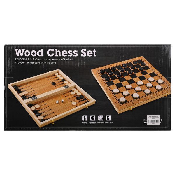 Шахматы шашки нарды 3 в 1 набор настольных игр деревянные ZOOCEN ZC7250 размер 50см x 50см х 2,5см ZC7250 фото