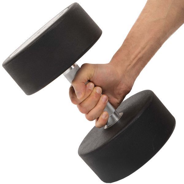 Гантель цільна професійна з поліуретановим покриттям TECHNOGYM TG-1834-30 1шт 30кг чорний-сірий TG-1834-30 фото