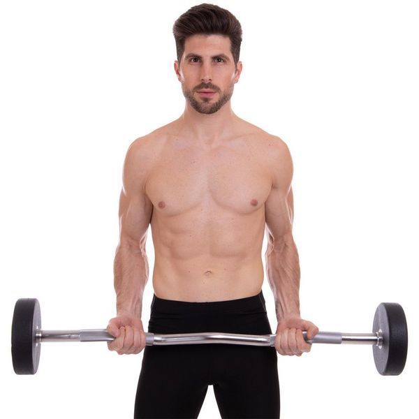 Штанга нерозбірна з фіксованою вагою вигнута поліуретанова Zelart Urethane Barbell TA-2690-25 довжина-106см 25кг чорний-салатовий TA-2690-25 фото