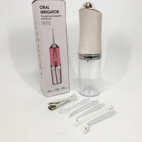 Іригатор для чищення зубів та порожнини рота Oral Irrigator з акумулятором та змінними насадками. Колір: білий ws12495 фото
