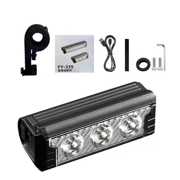 Велофара мощная FY-339B-3LED(white+yellow), Велосипедный фонарь с фиксацией на руль, для велосипедистов ws71537 фото