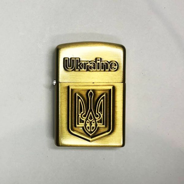 Турбо запальничка Герб України 19277, подарункові запальнички для чоловіків, запальничка в подарунок. Колір: бронзовий ws19277 фото