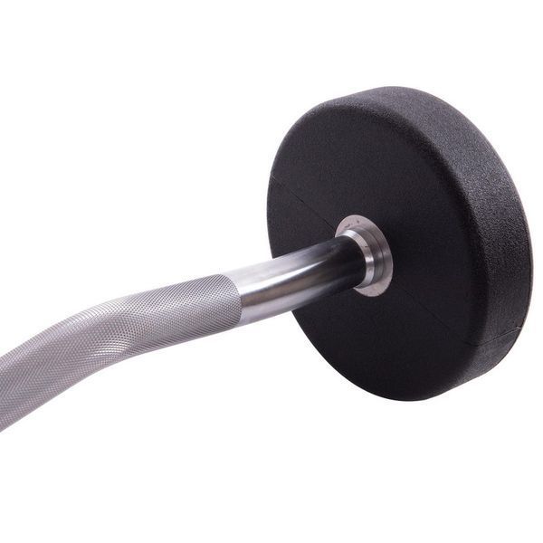Штанга нерозбірна з фіксованою вагою вигнута поліуретанова Zelart Urethane Barbell TA-2690-25 довжина-106см 25кг чорний-салатовий TA-2690-25 фото