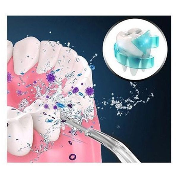 Іригатор для чищення зубів та порожнини рота Oral Irrigator з акумулятором та змінними насадками. Колір: білий ws12495 фото