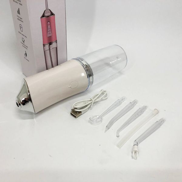 Іригатор для чищення зубів та порожнини рота Oral Irrigator з акумулятором та змінними насадками. Колір: білий ws12495 фото