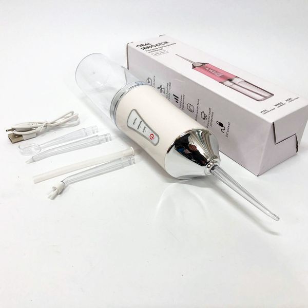 Іригатор для чищення зубів та порожнини рота Oral Irrigator з акумулятором та змінними насадками. Колір: білий ws12495 фото