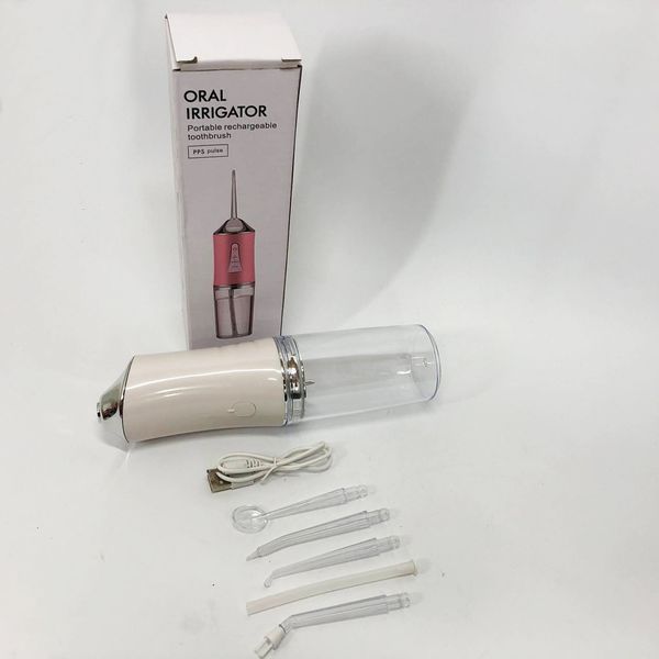 Іригатор для чищення зубів та порожнини рота Oral Irrigator з акумулятором та змінними насадками. Колір: білий ws12495 фото