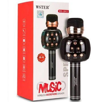 Беспроводной микрофон караоке блютуз WSTER WS-2911 Bluetooth динамик. Цвет: черный ws99543 фото