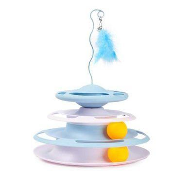 Игрушка трек для котика, котенка с шариками и пером трекбол. Цвет: синий ws69971-2 фото