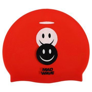 Шапочка для плавания силиконовая юниорская MadWave Junior EMOJI M057308 красный M057308 фото