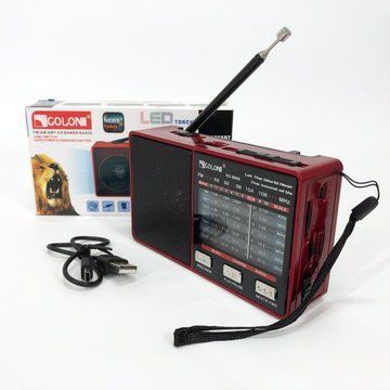Радио GOLON RX-8866 цифровой портативный радиоприемник с фонариком функцией PowerBank. Цвет: красный ws66942-2 фото