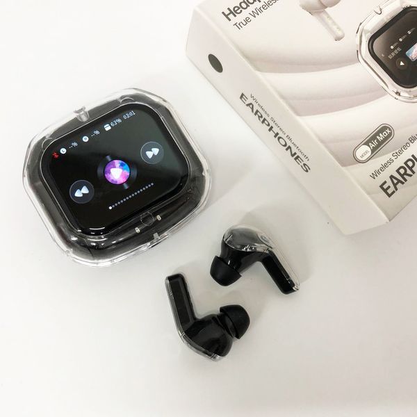 Бездротові вакуумні навушники TWS з дисплеєм LED, вологозахист IPx4 Bluetooth 5.4 з кейсом. Колір: чорний ws73645 фото