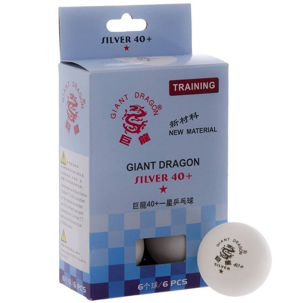 Набор мячей для настольного тенниса GIANT DRAGON SILVER 40+ 1star MT-6562 6шт цвета в ассортименте MT-6562 фото