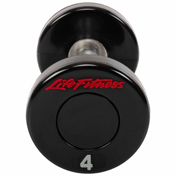 Гантель цільна професійна з поліуретановим покриттям LIFE FITNESS SC-80081-4 1шт 4кг чорний-червоний SC-80081-4 фото