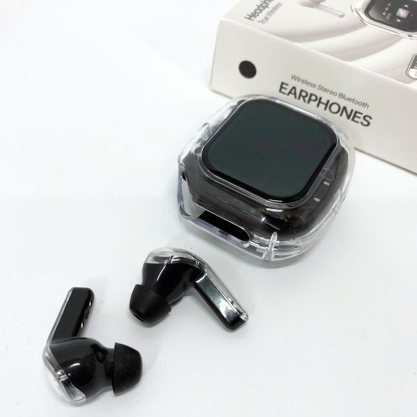 Бездротові вакуумні навушники TWS з дисплеєм LED, вологозахист IPx4 Bluetooth 5.4 з кейсом. Колір: чорний ws73645 фото