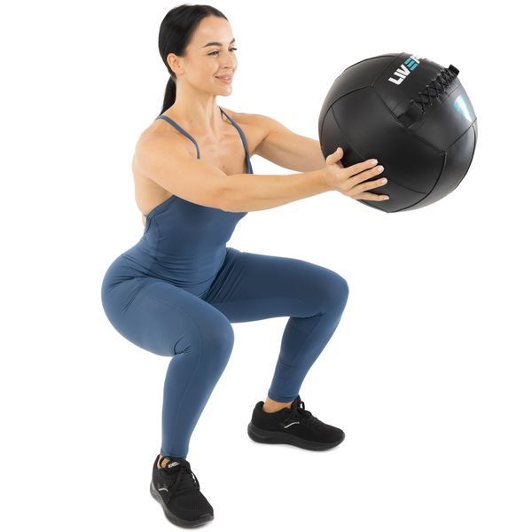 М'яч набивний медичний для кросфіту WALL BALL LiveUp LP8103-7 7кг чорний LP8103-7 фото