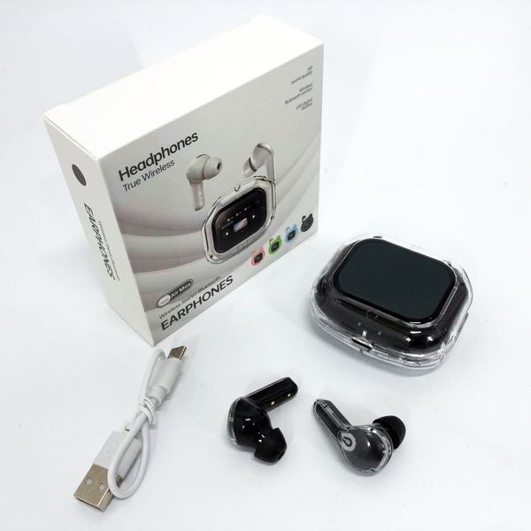 Бездротові вакуумні навушники TWS з дисплеєм LED, вологозахист IPx4 Bluetooth 5.4 з кейсом. Колір: чорний ws73645 фото