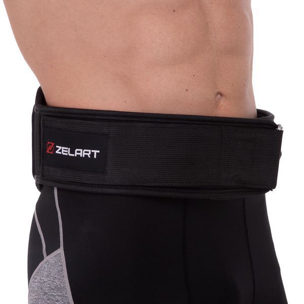 Пояс атлетичний текстильний Zelart SB-165428 спинка-14см розмір XS-XXL чорний SB-165428 фото