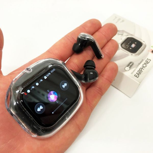 Бездротові вакуумні навушники TWS з дисплеєм LED, вологозахист IPx4 Bluetooth 5.4 з кейсом. Колір: чорний ws73645 фото