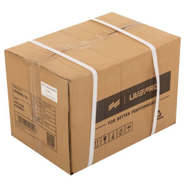 Гантели цельные профессиональные с полиуретановым покрытием LiveUp LP8000-16 2шт по 16кг черный-синий LP8000-16 фото