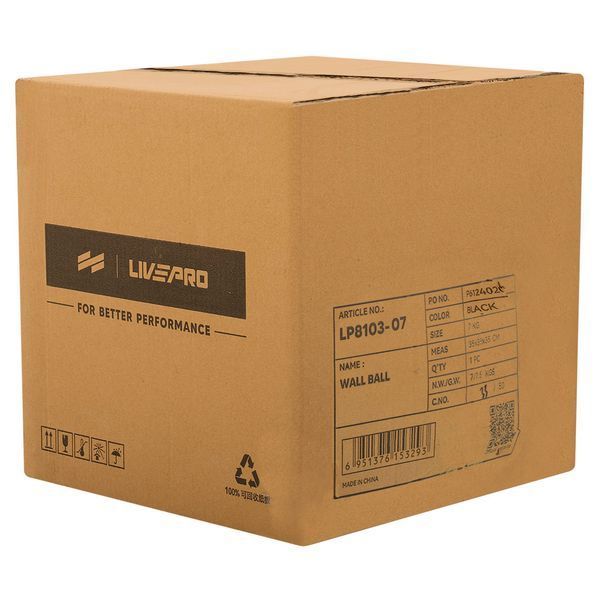 М'яч набивний медичний для кросфіту WALL BALL LiveUp LP8103-7 7кг чорний LP8103-7 фото