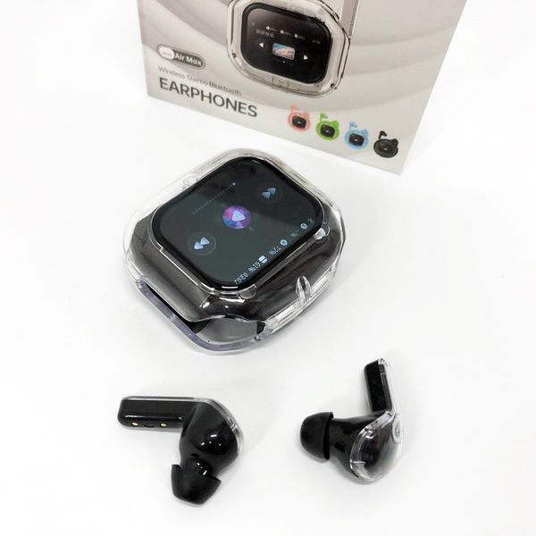 Бездротові вакуумні навушники TWS з дисплеєм LED, вологозахист IPx4 Bluetooth 5.4 з кейсом. Колір: чорний ws73645 фото
