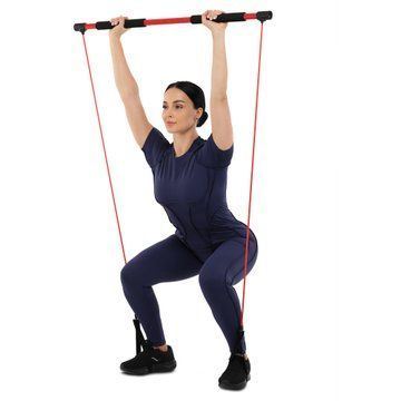 Палка гимнастическая с эспандерами Gym Stick для фитнеса SP-Sport F-932 1м черный-красный F-932 фото