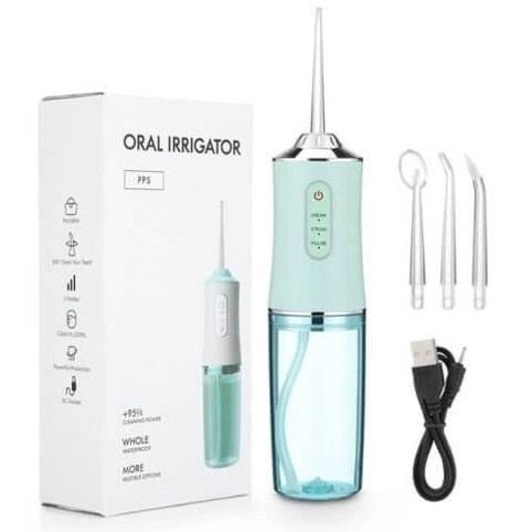 Ирригатор для чистки зубов и полости рта Oral Irrigator с аккумулятором и сменными насадками. Цвет: зеленый ws12495-2 фото