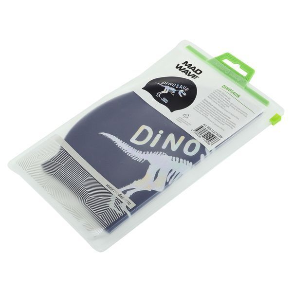 Шапочка для плавания силиконовая юниорская MadWave Junior DINOSAUR M057307 темно-синий M057307 фото