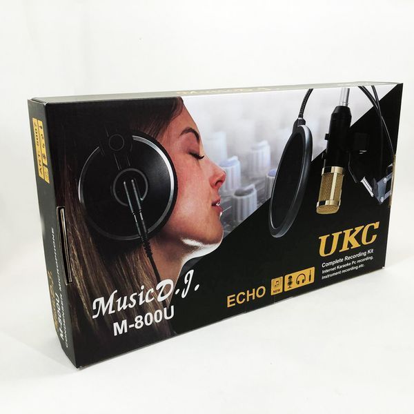 Мікрофон Студійний конденсаторний Music DJ. M-800U зі стійким та вітрозахистом ws69271 фото
