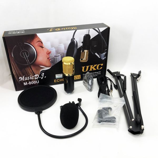 Мікрофон Студійний конденсаторний Music DJ. M-800U зі стійким та вітрозахистом ws69271 фото