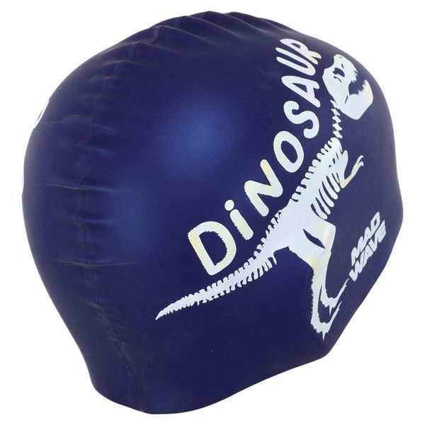 Шапочка для плавания силиконовая юниорская MadWave Junior DINOSAUR M057307 темно-синий M057307 фото