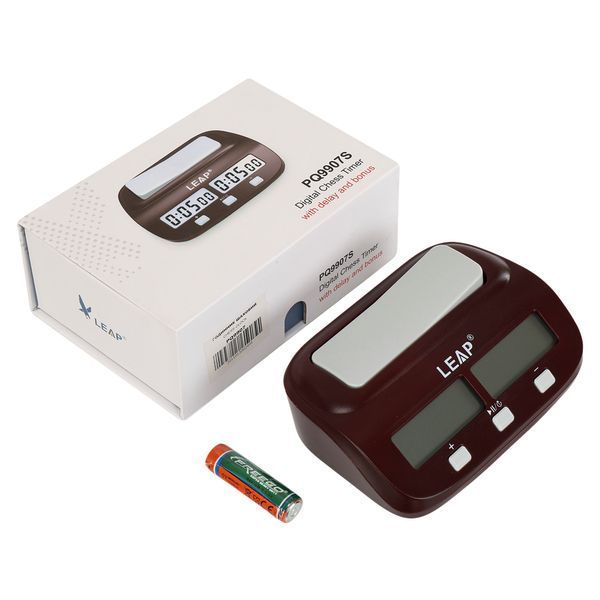 Часы шахматные электронные многофункциональные LEAP SP-Sport PQ9907 пластик 17х10 х5,5см коричневый PQ9907 фото