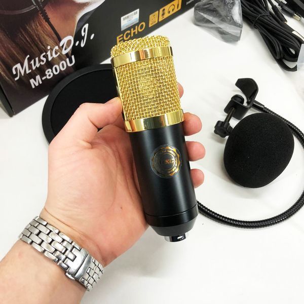 Мікрофон Студійний конденсаторний Music DJ. M-800U зі стійким та вітрозахистом ws69271 фото