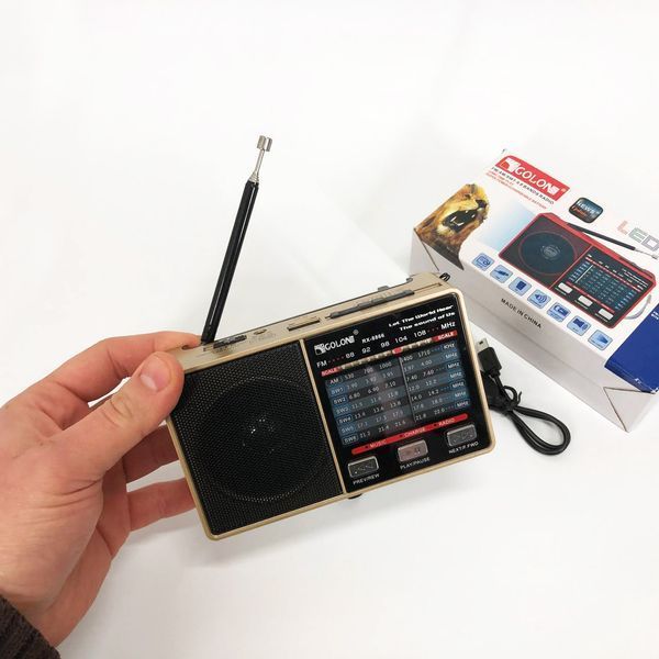 Радио GOLON RX-8866 цифровой портативный радиоприемник с фонариком функцией PowerBank. Цвет: золотой ws66942-3 фото