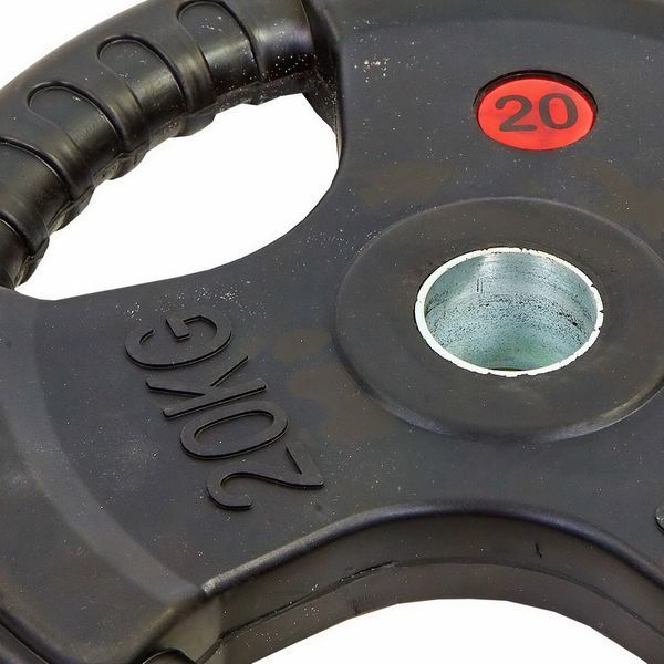 Блины диски обрезиненные с тройным хватом и металлической втулкой Record TA-8122-20 52мм 20кг черный TA-8122-20 фото