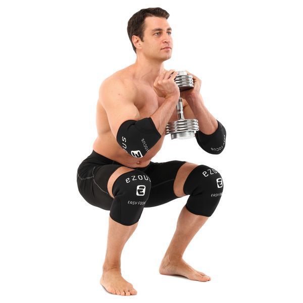 Наколенники для приседа и пауэрлфтинга 2штуки SQUAT KNEECAP EZOUS A-02 S-XL черный M A-02 фото