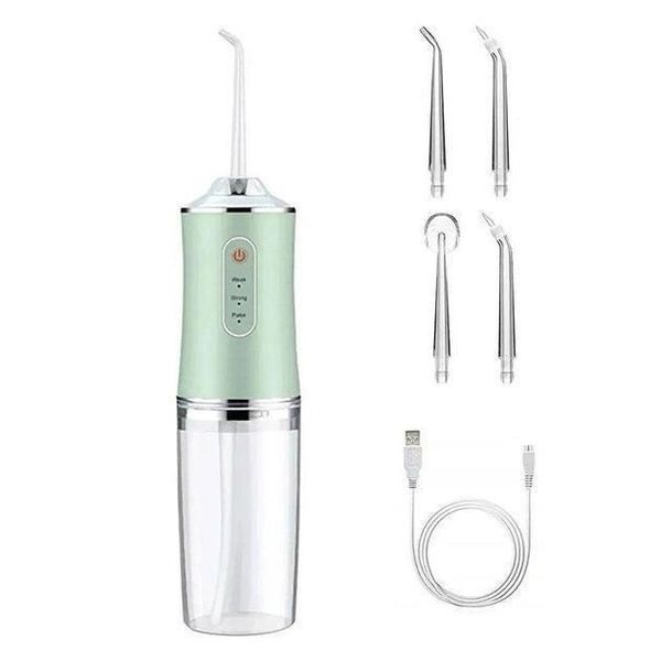 Ирригатор для чистки зубов и полости рта Oral Irrigator с аккумулятором и сменными насадками. Цвет: зеленый ws12495-2 фото