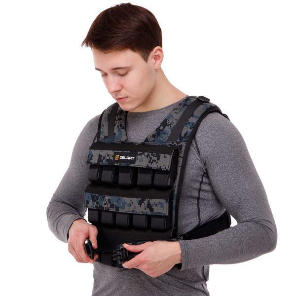 Жилет утяжелитель с регулируемым весом Zelart WEIGTH VEST TA-7817-30 вес-1-30кг камуфляж TA-7817-30 фото