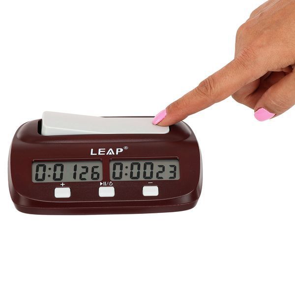 Часы шахматные электронные многофункциональные LEAP SP-Sport PQ9907 пластик 17х10 х5,5см коричневый PQ9907 фото