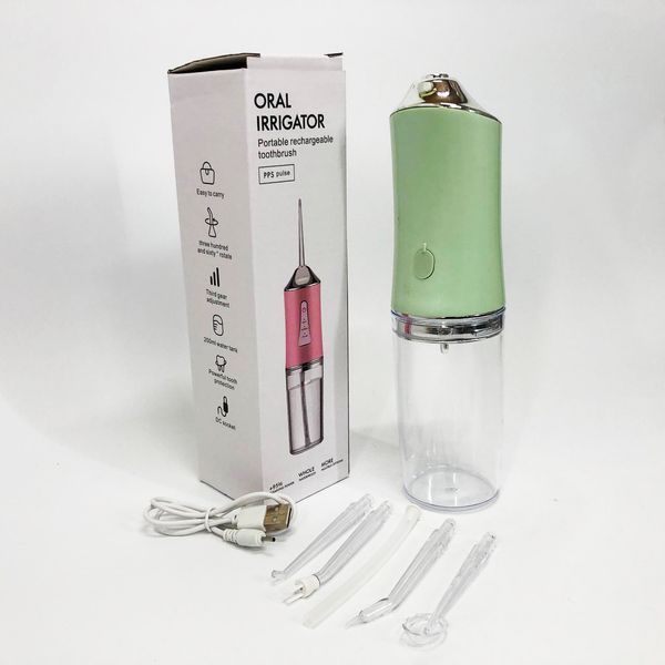 Ирригатор для чистки зубов и полости рта Oral Irrigator с аккумулятором и сменными насадками. Цвет: зеленый ws12495-2 фото