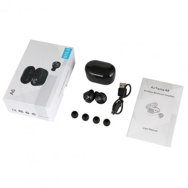 Наушники беспроводные Air Twins A6 TWS Bluetooth-гарнитура с боксом для зарядки ws75227 фото