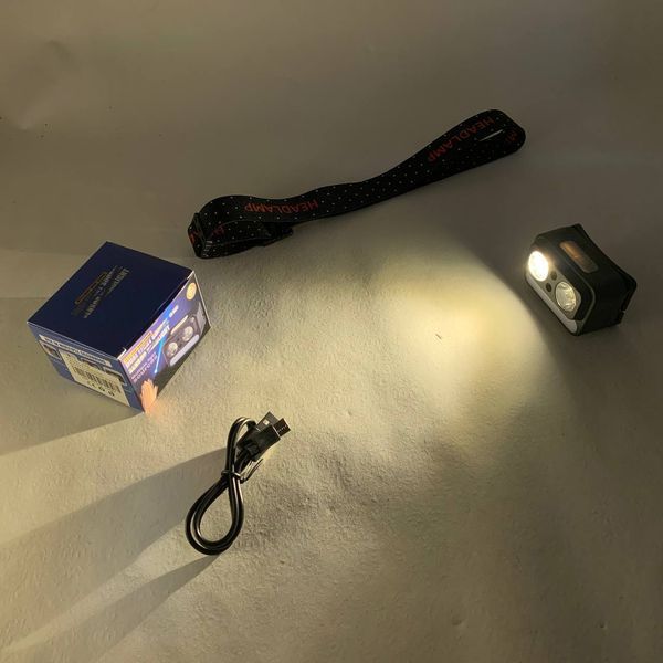 Фонарь налобный 2069-XPG+XPG+5SMD Motion sensor ws16738 фото