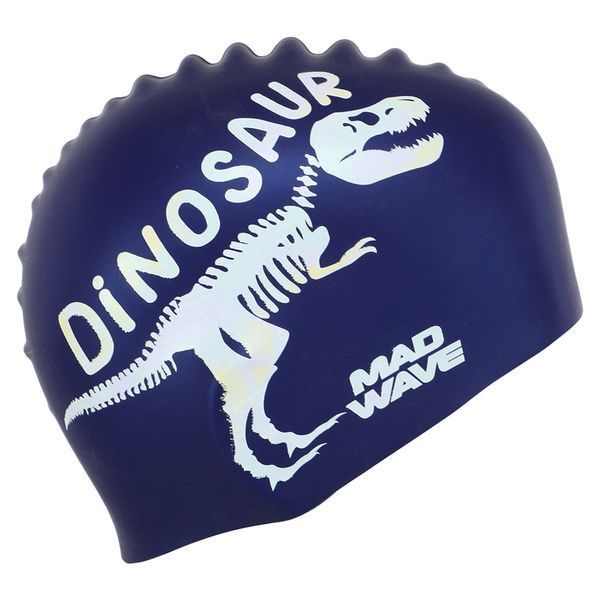 Шапочка для плавания силиконовая юниорская MadWave Junior DINOSAUR M057307 темно-синий M057307 фото