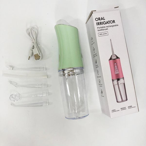 Ирригатор для чистки зубов и полости рта Oral Irrigator с аккумулятором и сменными насадками. Цвет: зеленый ws12495-2 фото