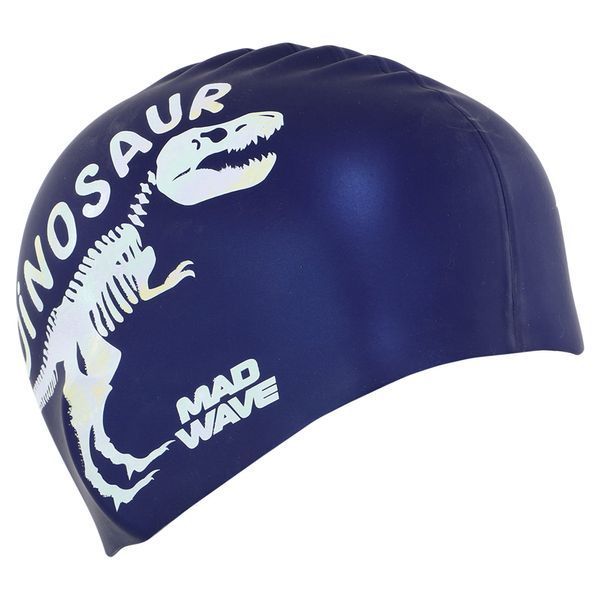 Шапочка для плавания силиконовая юниорская MadWave Junior DINOSAUR M057307 темно-синий M057307 фото